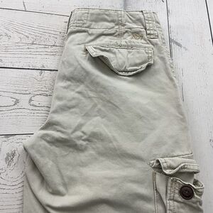 Aeropostale Men's W28 Tan Flat Front 100% Cotton Drawstring Cargo Shorts